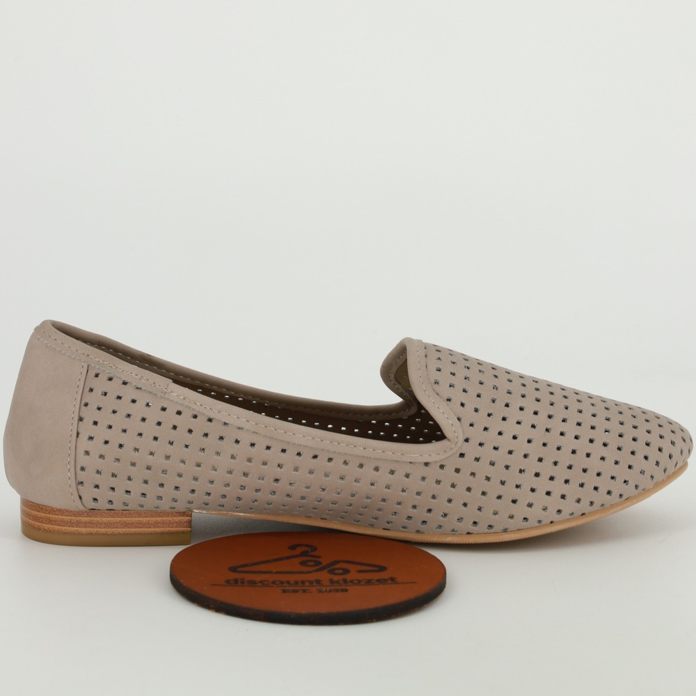 Torrid Womens Taupe Perforated Flats Loafer Slip On Shoes 8.5W Neutral Casual